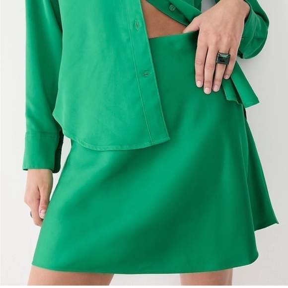 NWT J. Crew Gwen Emerald Green Satin Mini Slip Skirt Women’s Plus Size 2X - Picture 2 of 4